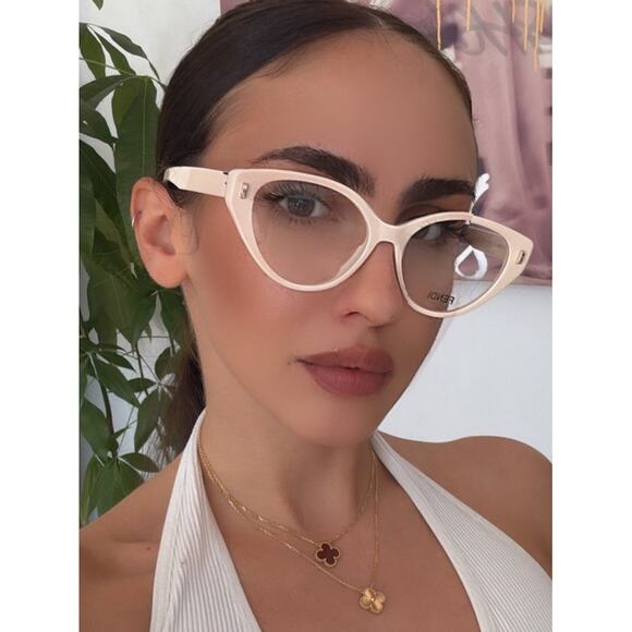 NEW Fendi FE50020I Ivory White Cat Eye Eyeglasses Frames - Picture 1 of 7